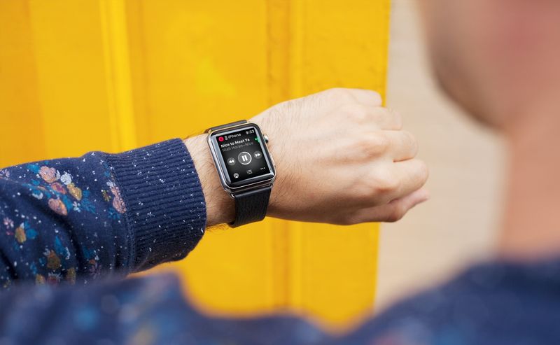 Lecture de musique en cours sur Apple Watch