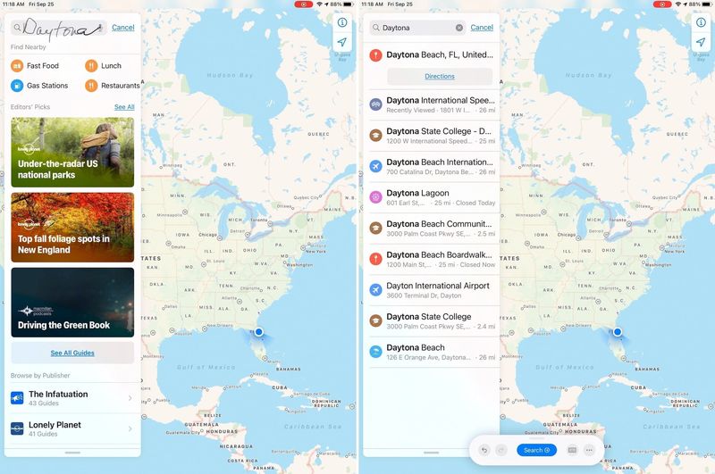 Handwrite in Maps Search Box on iPad with Apple Pencil