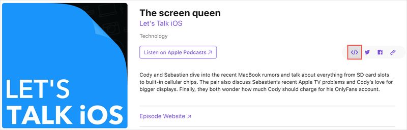 Apple Podcasts Episode Share Embed