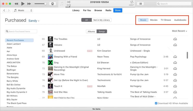 Masquer les achats iTunes