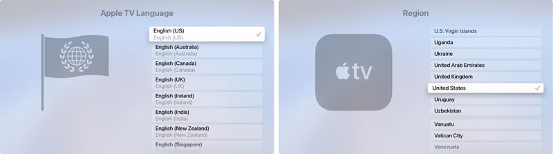 Apple TV Language and Region Choices
