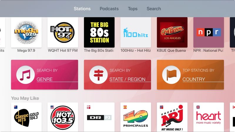 myTuner Radio sur Apple TV