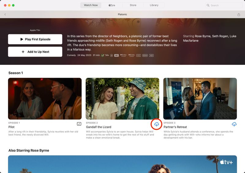 Download a show in Apple TV on Mac