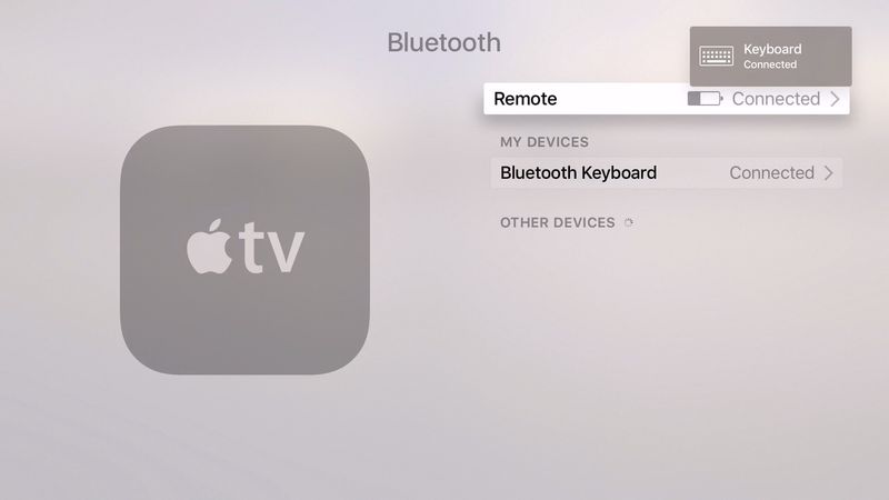 tvOS 9.2 beta 1 Bluetooth Keyboard