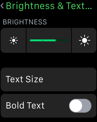 Brightness and Text Size Apple Watch