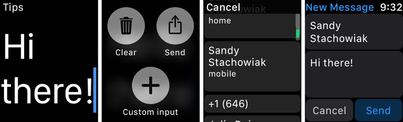 Clavier FlickType Apple Watch Envoyer un message