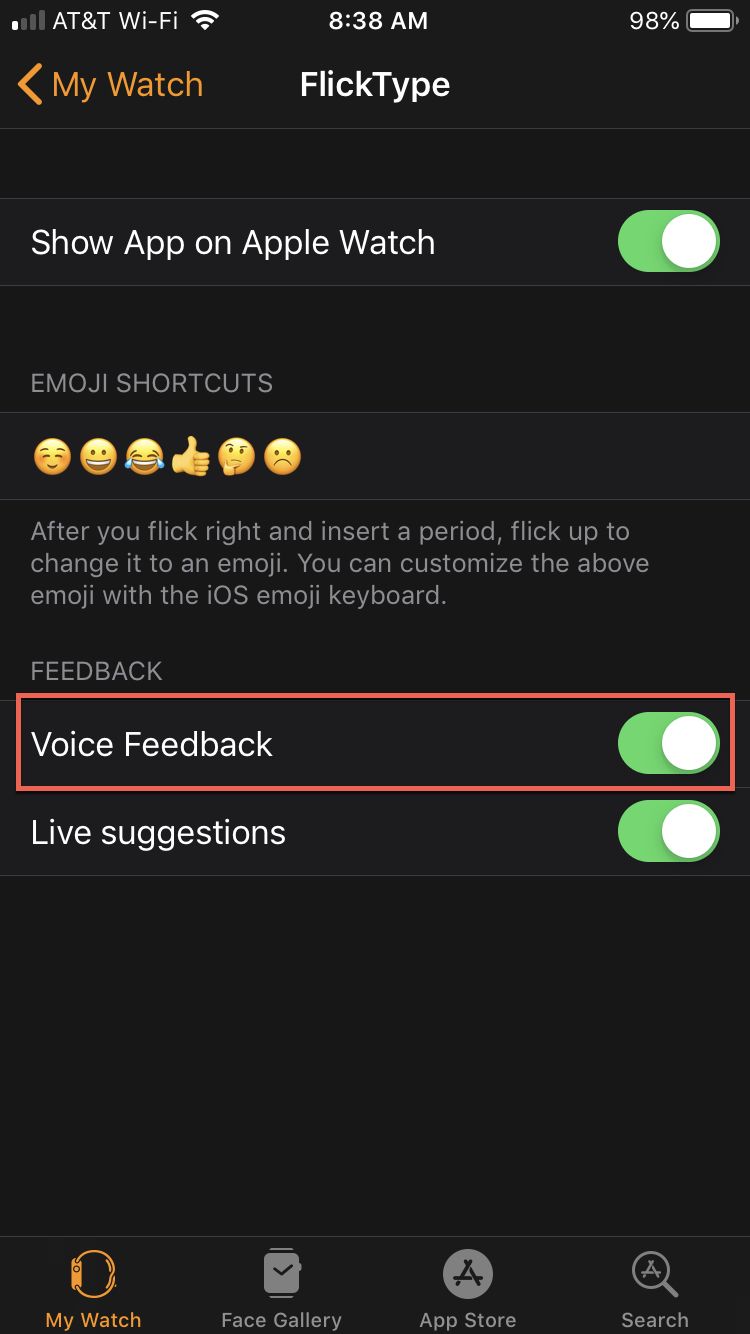 Clavier FlickType Activer les commentaires vocaux