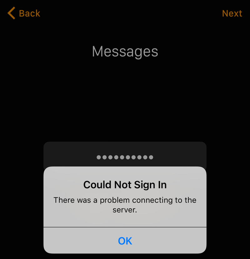 There was a problem connecting to the server Apple Watch
