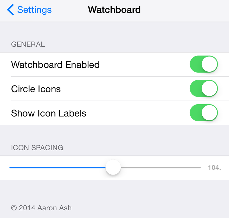 WatchBoard settings