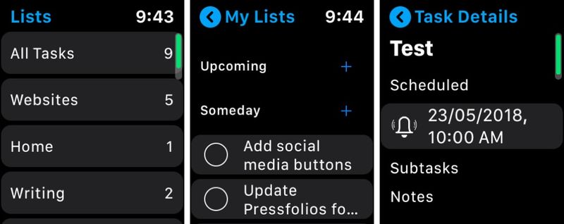 Liste de tâches Anydo Apple Watch