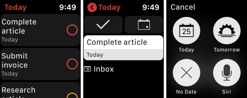 Todoist Liste des tâches Apple Watch