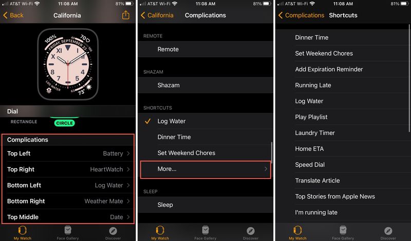 Shortcuts Complications More on iPhone