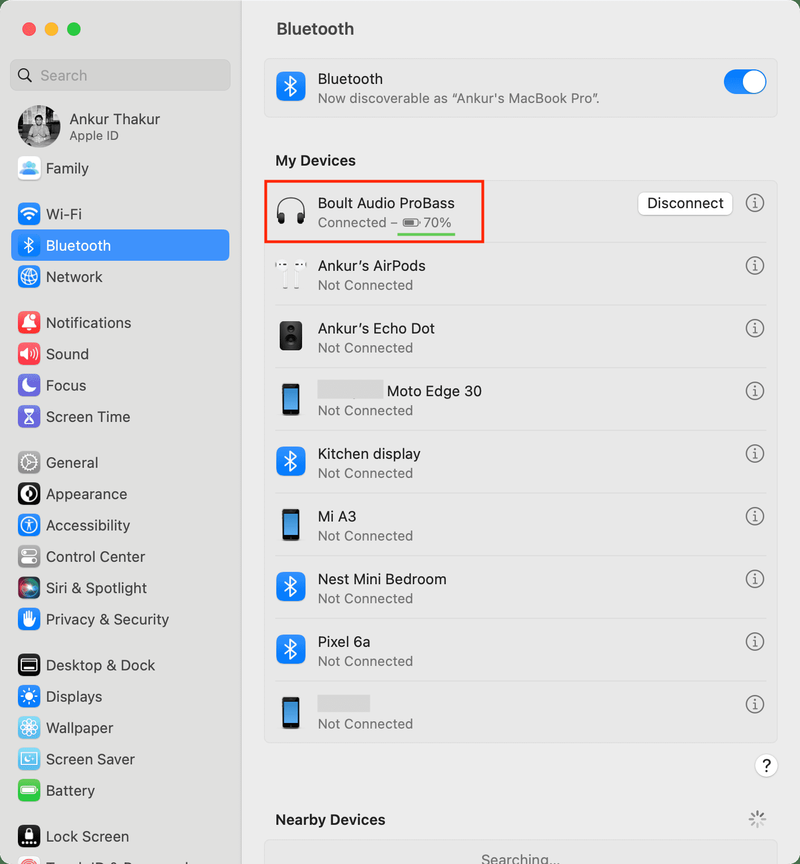 Voir la charge de la batterie Bluetooth dans les paramètres système Mac