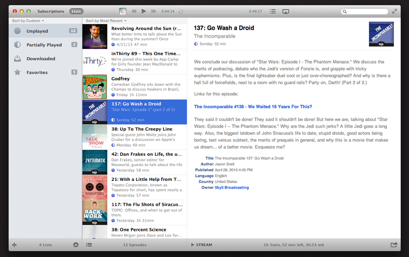 Instacast for Mac Public Beta (screenshot 001)