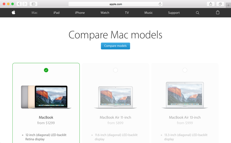 comparer les modèles mac 2