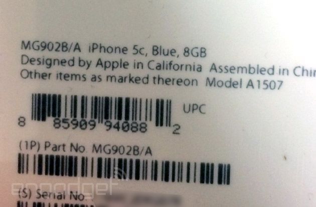 8GB iPhone 5c (label packaging)