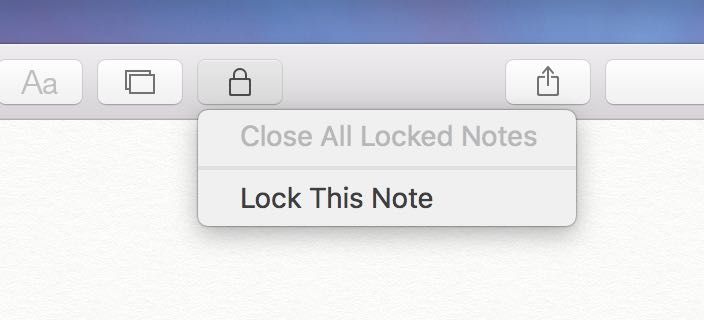 Protection par mot de passe OS X El Capitan Notes Mac capture d