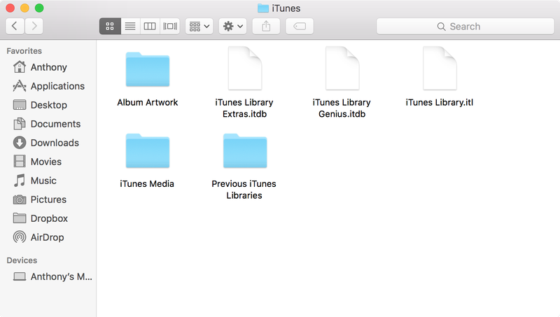 Dossier iTunes dans le Finder sur Mac