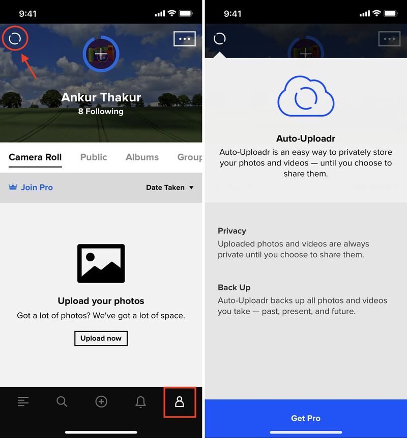 Auto-Uploadr dans Flickr sur iPhone