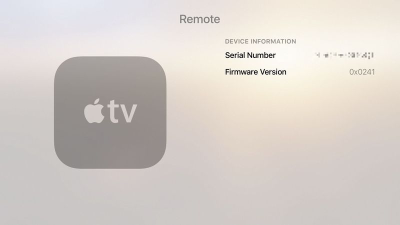 Check Apple TV remote firmware version