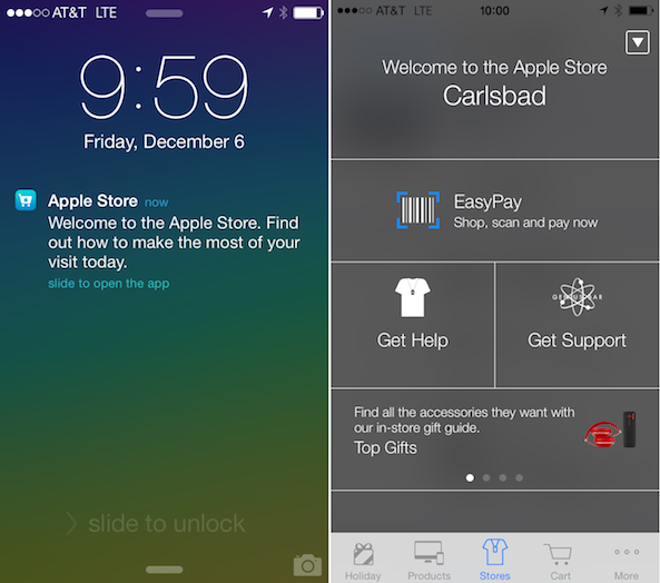 Apple Store iBeacon notification
