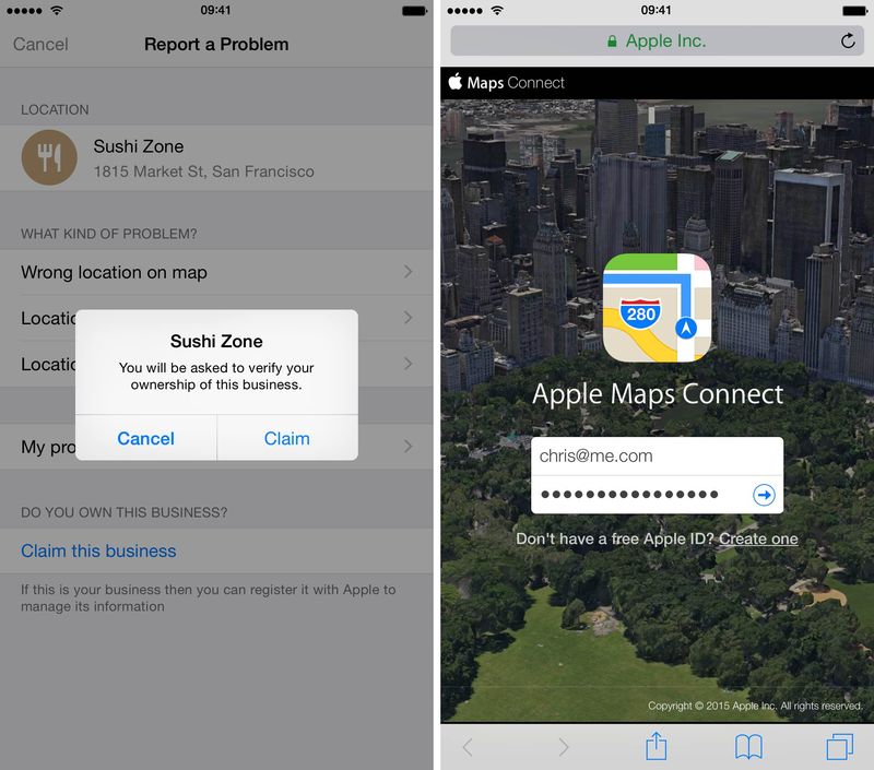 iOS 8.3 Apple Maps Claim POI iPhone screenshot 002