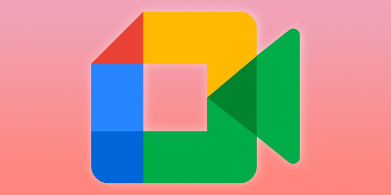 An image displaying a Google Meet logo set against a light purple gradient background