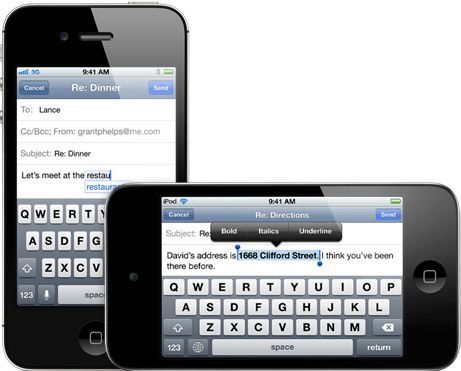iPhone 4S (keyboard, portrait and landscape)