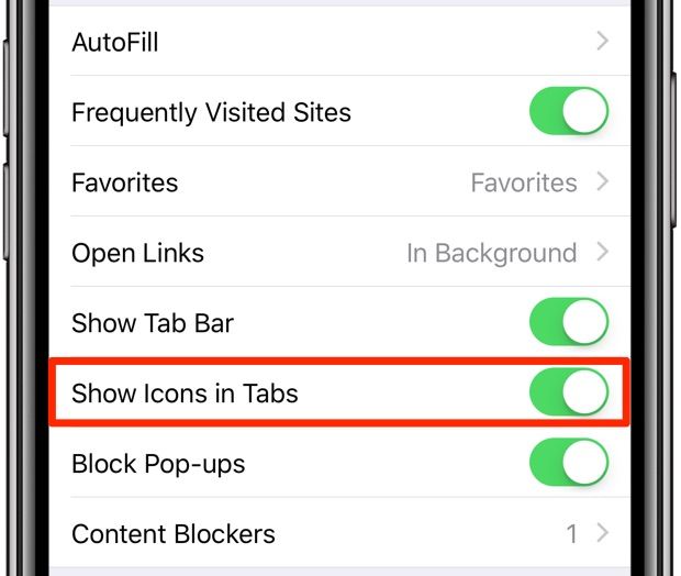 Safari favicons on iOS 12 must be enabled in Settings → Safari