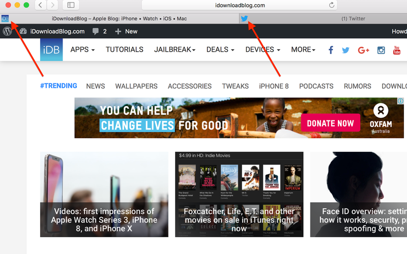 favicons in safari for Mac