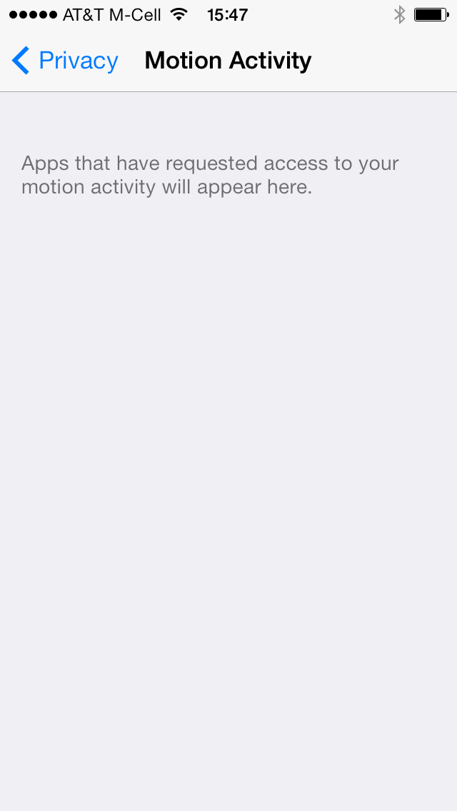 iOS 7 (Settings, Motion Activity 001)