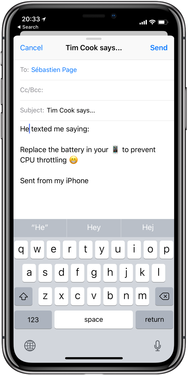 message texte copié iphone