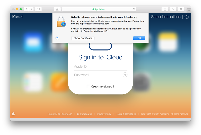 Safari (iCloud login page verified)