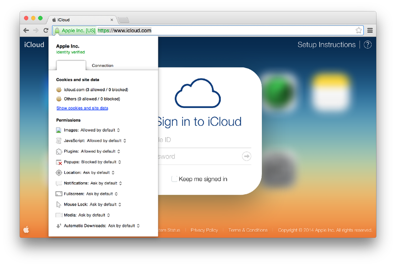 Chrome (iCloud login page verified)