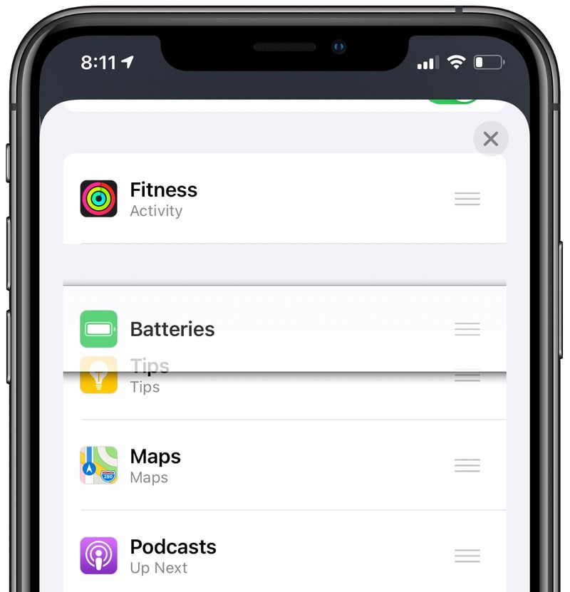 Widgets Smart Stack sur iPhone - réorganiser les widgets