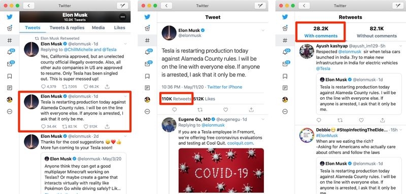 afficher les retweets avec commentaires Application Mac