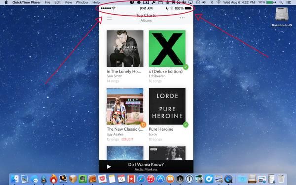 OS X Yosemite (QuickTime iOS device screencast 001)