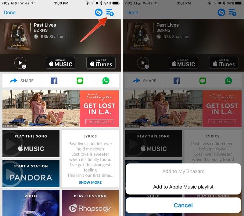 Shazam for iOS add to Apple Music iPhone screenshot 001