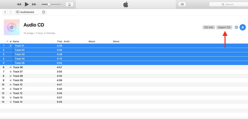 Pistes marquées importées dans iTunes