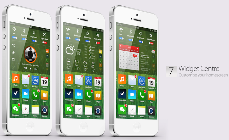 iOS 7 concept (Simply Zesty, Widget Centre)