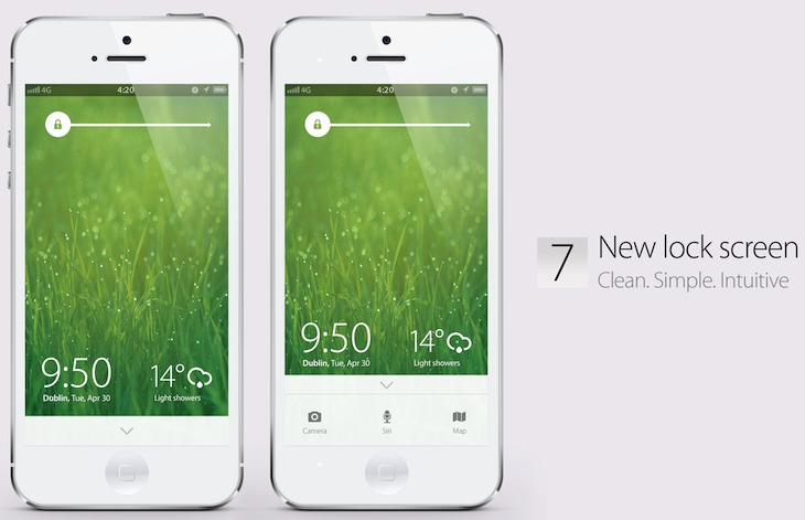 iOS 7 concept (Simply Zesty, Lock screen)