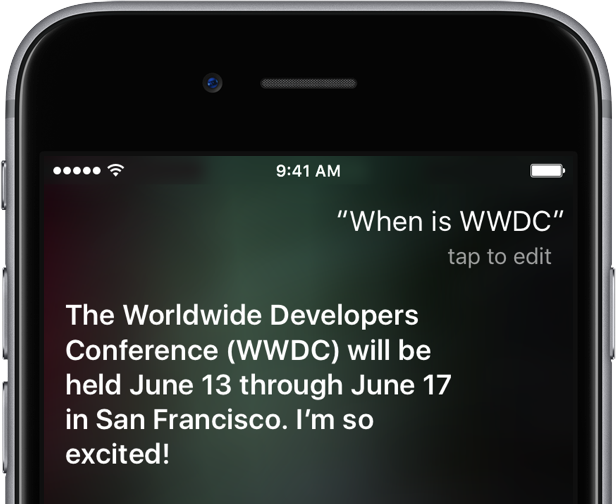 Siri WWDC 2016 date