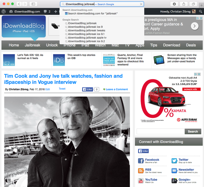 Quick website search on Mac