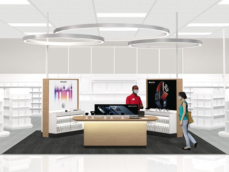 A concept image from Target illustrating the new Apple shopping experience available in select Target locations.