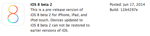 iOS 8 Beta 2 in Dev Center