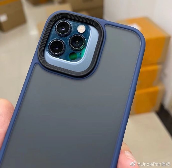 An image showing an iPhone 12 Pro Max in a claimed iPhone 13 Pro Max case, with a much bigger rear camera bump
