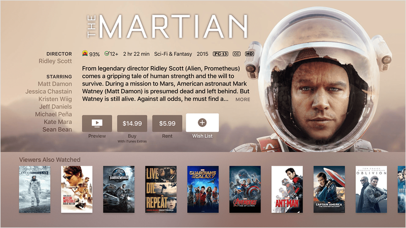tvOS iTunes Movies add to Wish List Apple TV screenshot 001