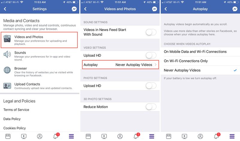Facebook Videos Disable AutoPlay