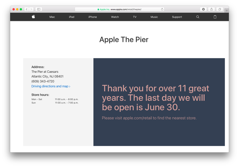 Apple Atlantic City store closing
