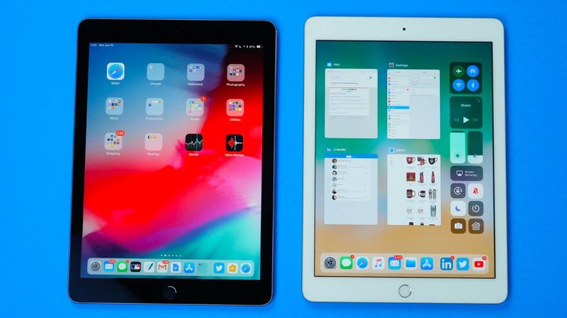 iPad multitâche sur iOS 11, à gauche, et iOS 12, à droite